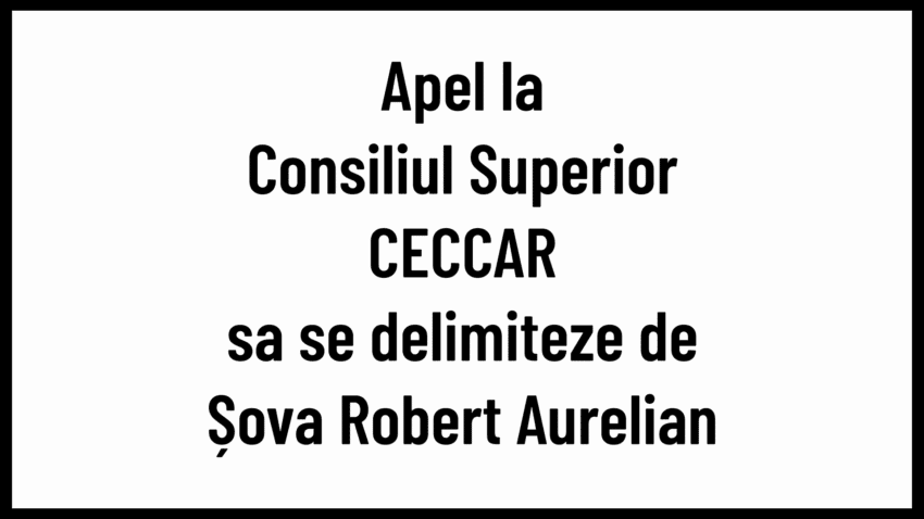 Apel la Consiliul Superior CECCAR sa se delimiteze de Șova Robert Aurelian