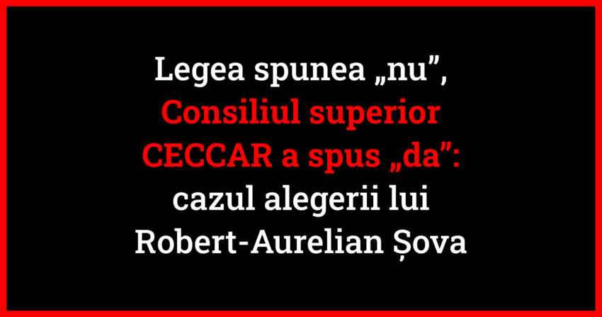 Imagine de coperta pentru articolul ce analizează procedura de alegere a lui Robert-Aurelian Șova în contextul prevederilor Ordonanței Guvernului nr. 65/1994 și al regulilor privind eligibilitatea pentru funcția de președinte al CECCAR.